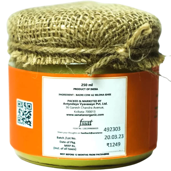 Sanatan Organic Badri A2 Cow Ghee- 250 ml - Image 2
