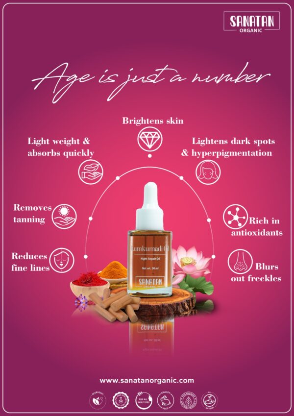 Kumkumadi Oil  [14 Ayurvedic herbs Luxurious Hand-made Night Repair Oil]-30ml - Image 2